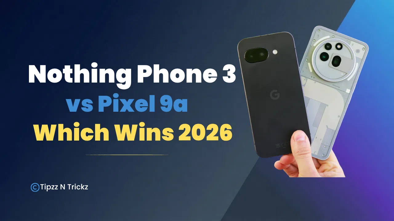 Nothing Phone 3 vs Google Pixel 9a featured image, showing a futuristic phone versus a minimalist phone.