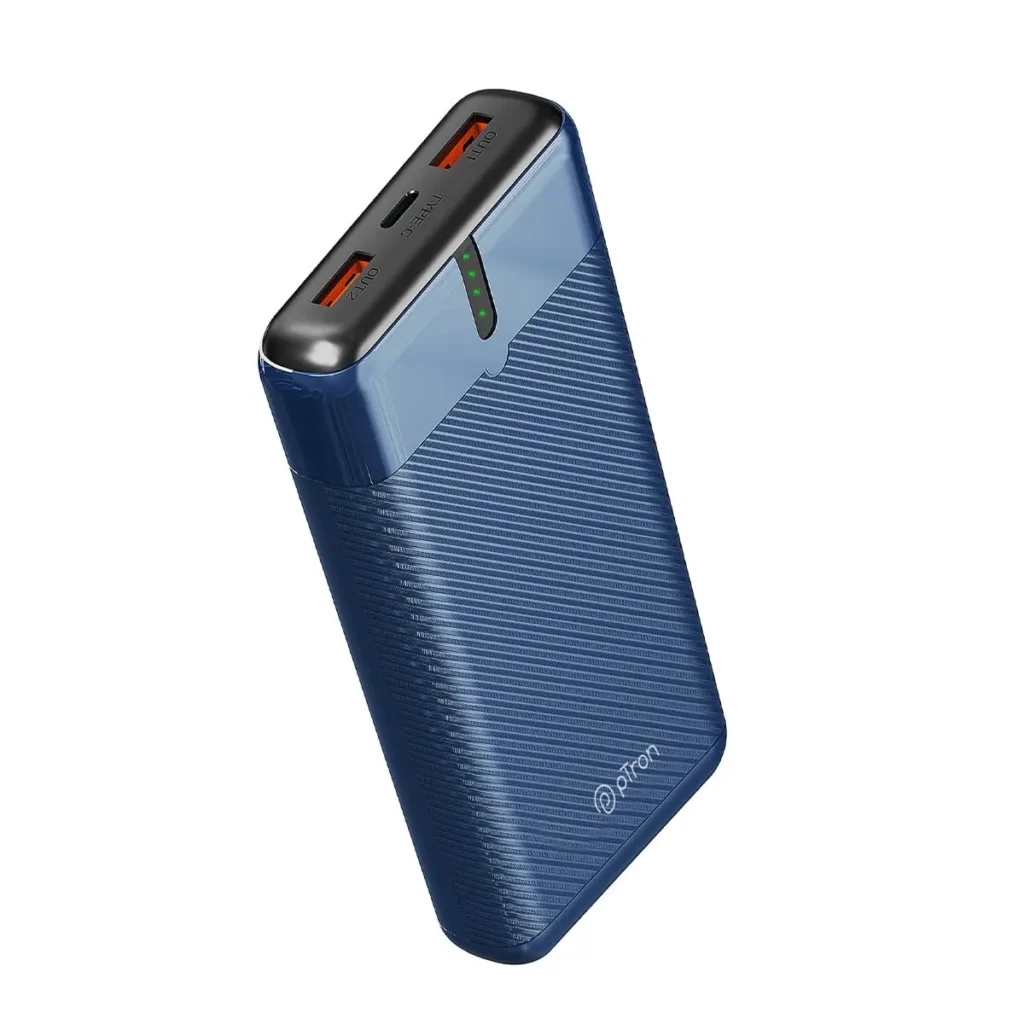 The pTron Dynamo Surge 20000mAh fast charging power bank.