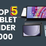 A collage featuring five of the best tablets under 20000 available in India for 2025, showcasing models from different brands on a stylized background.