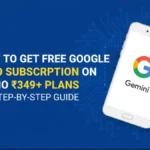 Google AI Pro Subscription for Jio Users with Gemini app and MyJio activation banner on blue background